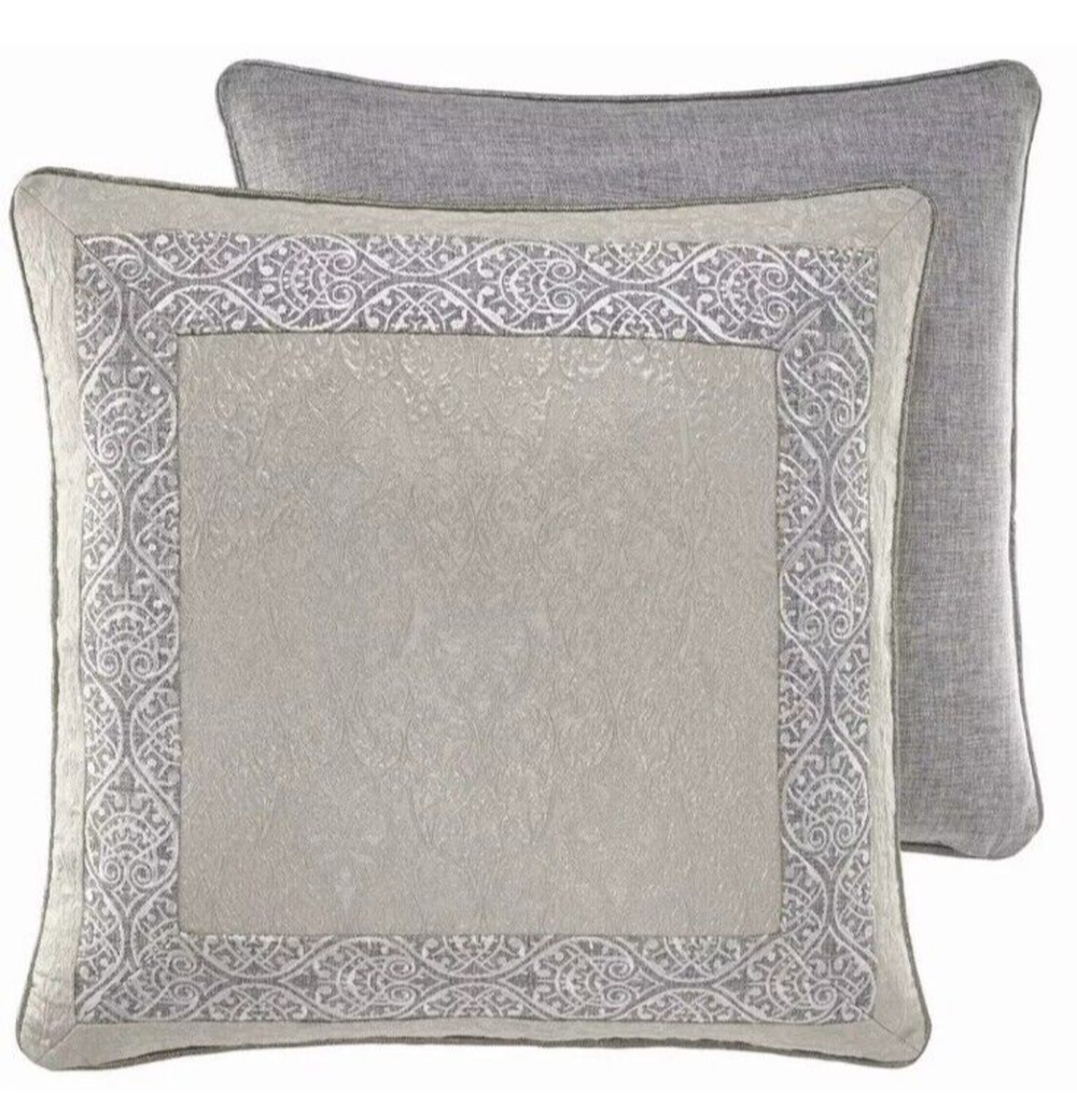 Croscill Akita Euro Pillow Shams Square Set of 2 Embroidered Tweed Retired Print